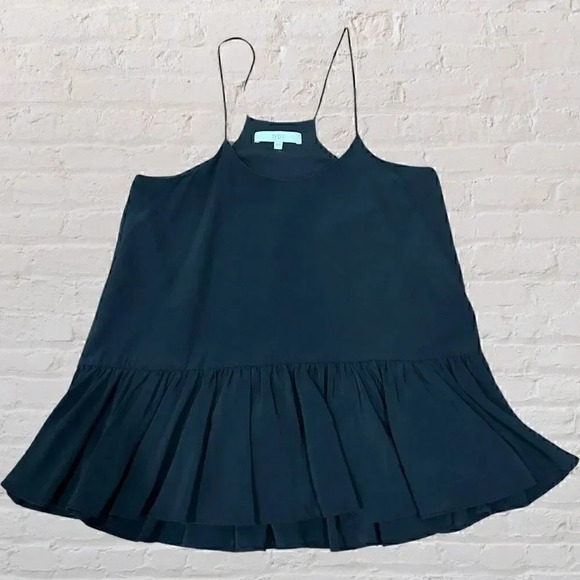 Tibi 100% Silk Ruffle Peplum Black Cami Tank Top Size 00 XXS - Picture 4 of 8